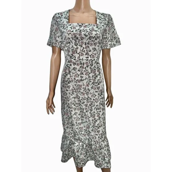 Dresses | Nwt Vintage Retro 6s Style Cream Flower Midi Dress Tie Back Fits  Size Sml | Poshmark